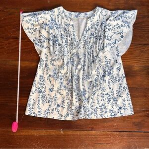 Floral Blue and White Blouse